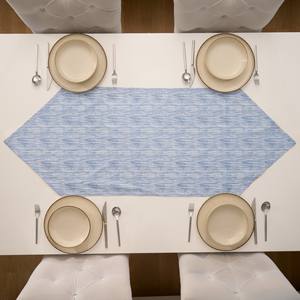 Camino de Mesa de Lujo de 40x140cm, de Lino y Algodón Azul, con Estampado Floral, Tejido a Crochet, con Esquinas Triangulares, para Uso Doméstico - Product Image 4