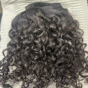 Haute qualité 16 pouces cheveux humains bouclés 100% non transformés vierge brut indien extensions de cheveux bouclés sud indien Temple cheveux-vente en gros - Product Image 1