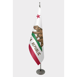 Drapeau d'intérieur personnalisable Californie 3x5 pieds, impression numérique, mât en aluminium ou fibre de verre, style fanion, matériau polyester - Product Image 1