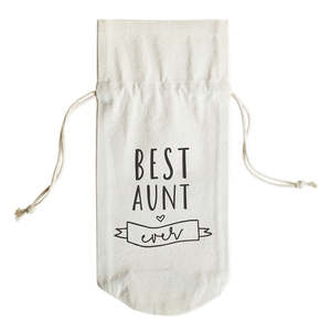 กระเป๋าใส่ไวน์ผ้าแคนวาสลาย Best Aunt Ever ของขวัญสุดพิเศษสำหรับป้าคนสำคัญ - Product Image 2