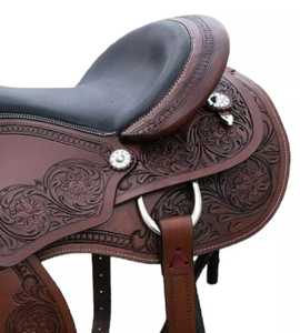 La mayoría de las ventas Western Barrel Racing Horse Saddle Tack Western Pleasure Trail Cowboy Leather Decorado con Star Conchos - Product Image 4