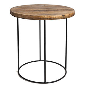 Mesa Oasis de Madera de Palma con Tapa de Madera Natural y Base Negra, 50 cm de Diámetro, 54 cm de Altura - Product Image 2