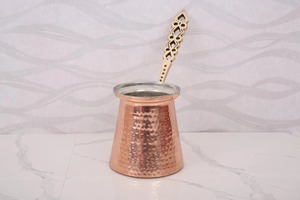 หม้อกาแฟสไตล์กาต้มน้ำทองแดงทำด้วยมือแบบพรีเมียมดีไซน์คลาสสิกเหมาะสำหรับการชงกาแฟแบบอาหรับและกรีกและการเสิร์ฟแบบตุรกี - Product Image 2