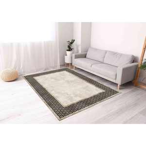 Tapis imprimé abstrait beige minimaliste moderne pour salon, tapis doux non tissé - Product Image 3