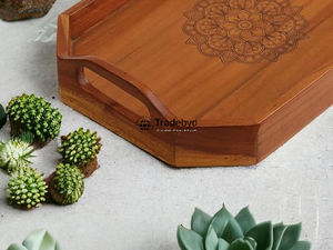 Tradebyd Plateau en bois moderne Plateau de service artisanal écologique pour les fêtes, les collations au thé et au café et les maisons élégantes - Product Image 5