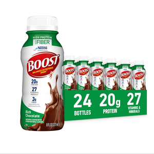 BOOST High <b>Protein</b> with Fiber Ready to Drink Complete Nutritional Drink, Rich Chocolate, 8 fl oz Bottle, 24 Pack - Product Image 4