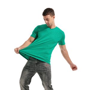 Nouveauté T-shirts personnalisés de haute qualité à manches courtes T-shirt uni à col rond de bonne qualité pour hommes - Product Image 6
