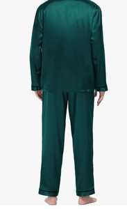 Pyjama en satin de soie pour hommes, vêtements de détente à manches longues, vêtements de nuit deux pièces, ensemble de pyjama boutonné - Product Image 6