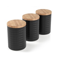 Boîte de rangement en verre et bois pour thé et café, écologique, avec couvercle en bois, pour sucre, café, thé