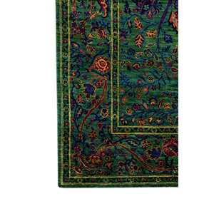 AKPS-13019 Alfombra Moderna de Seda Anudada a Mano con Diseño Floral Verde, Alfombra Rectangular de Viscosa, Poliéster y Nailon para el Hogar, con Técnicas de Tufting y Estampado - Product Image 4