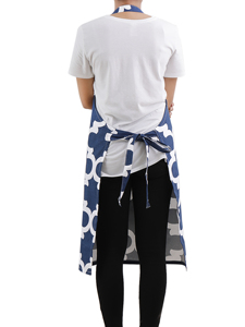 Delantal estampado algodón 100% sin mangas enrejado Azul Marino - Product Image 3