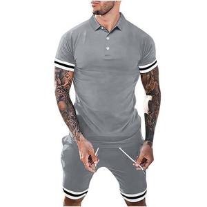 Conjunto de chándal de talla grande para hombre de verano 2025, camiseta con logotipo personalizado, pantalones cortos, pantalones transpirables con etiqueta privada, patrón sólido - Product Image 1