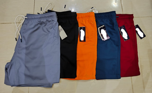 Shorts de plage respirants en tricot pour hommes, décontractés et confortables, couleur vert vif, 100 % coton, logo à la taille, fabriqués au Bangladesh - Product Image 5
