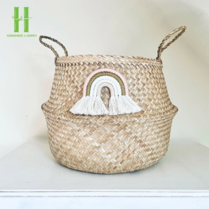 Must-have Handicraft Seagrass Storage <b>Basket</b> Home Decorative Christmas Decorations Gifts Wicker Laundry <b>Baskets</b> Storage Box Bin - Product Image 5