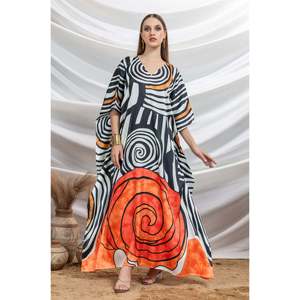 ชุดนอนผ้าซาติน Kaftan ผ้าซาตินเนื้อนุ่มผูกเป็นรอยสีขาวดำของผู้หญิงสวมใส่สบาย - Product Image 4