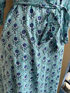 Vestido bohemio con estampado de bloque corto, túnicas indias, vestido a mano, Vestido largo de algodón, colección de vestidos estampados indios - Product Image 2