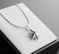 Pendentif en argent sterling 925 plaqué rhodium en forme de feuille |   Bijoux Artisanaux Bohèmes
