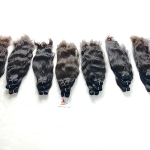 100% Extensions de cheveux humains bruts non traités Machine à vagues naturelles profondes Double trame Traitement chimique indien Aucun Temple de tressage - Product Image 3