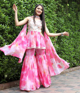 Ensemble Sharara rose Fabzone, vêtements Salwar Kameez - Product Image 2