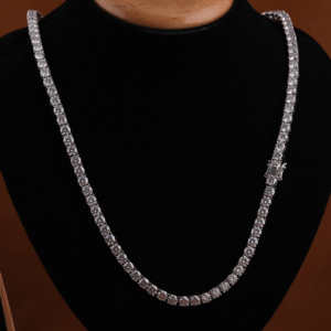 Collier de tennis personnalisé de luxe en argent sterling 925 Moissanite diamant taille ronde à la mode chaîne de tennis glacée pour elle - Product Image 6