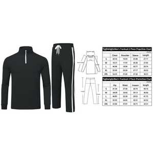 Chándales para hombre de 2 piezas de manga larga atléticos con cremallera completa chándal conjunto de chándal informal al aire libre ropa de calle conjunto de chándal deportivo - Product Image 2