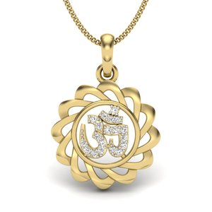 จี้โอมเพชรล้อมรอบมาพร้อมกับจี้เพชรสีเหลืองทองเพชรที่ปลูกในห้องปฏิบัติการสำหรับสาวๆในราคาที่เหมาะสม - Product Image 1