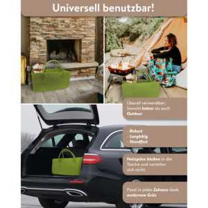 Bolsa de Fieltro Verde para Leña, Juguetes y Otros Artículos para Exteriores - Product Image 3