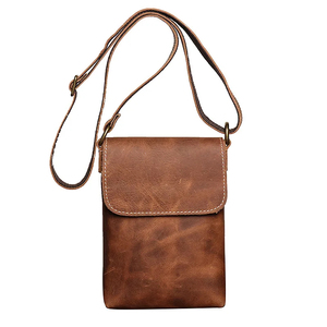 Wholesale New Crazy Horse Leather Crossbody <b>Small</b> Backpack Genuine Leather Shoulder <b>Bag</b> Fashion Simple Phone Purse For <b>Men</b> Women - Product Image 1