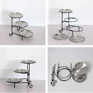 Présentoir à pizza en fer noir à 3 niveaux, design élégant de grande taille, parfait pour les hôtels, les restaurants, les desserts, les fruits et les gâteaux - Product Image 4