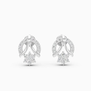 Boucles d'oreilles en forme de nœud entrelacé floral avec diamant de laboratoire de 0,31 ct en or jaune, blanc et rose 9 carats - Product Image 3