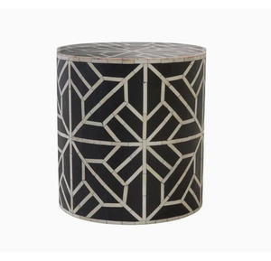 โต๊ะข้างทรงกลมงานเรซิ่นฝังกระดูกอินเดียโบราณสไตล์โมเดิร์น สำหรับห้องนอน บ้าน และห้องออกกำลังกาย ใช้ได้ในห้องนั่งเล่นและโรงแรม - Product Image 5