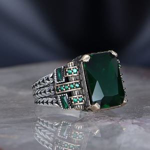 New 925 Silver Yellow Stone Chain Detail Dazzle Square Men <b>Ring</b> Handmade <b>Ring</b> Turkish Wholesales Silver Jewelry made <b>in</b> <b>Turkey</b> - Product Image 2