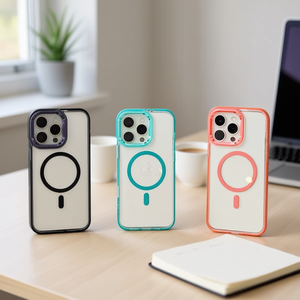 Étui en aluminium avec anneau magnétique et support de téléphone, design transparent, support magnétique - Product Image 2