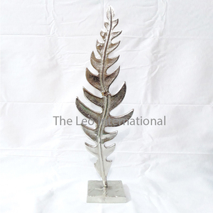 Aluminio Metal Mármol Base Forma de hoja Chapado en oro Esculturas modernas de la India Lujo Hecho a mano Hogar decorativo - Product Image 5