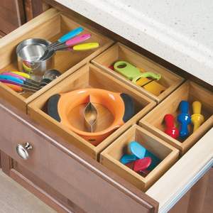 Contenedor de almacenamiento de bambú, cajón organizador, cajas para despensa de cocina, gabinete, estante, isla o encimera, sostiene aperitivos - Product Image 3