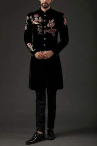 2024 élégant Zari broderie marié Sherwani pantalon Stunner avec perles de verre cristal et respirant grande taille Design - Product Image 2