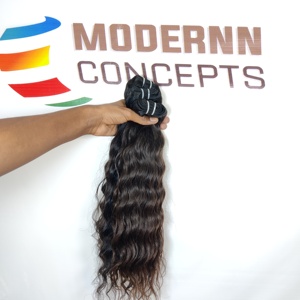 Extensiones de cabello humano vietnamita alineadas con cutícula, mechones ondulados de color negro natural sin procesar, sin procesar, 100% - Product Image 3