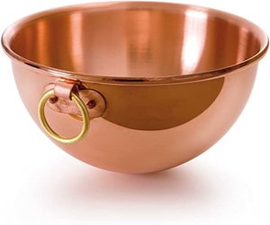 Antiguo cuenco de servicio de cobre martillado hecho a mano para decoración de mesa de cocina y presentación de comida tradicional en casas de estilo rústico - Product Image 4