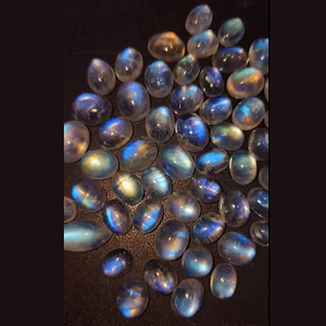 55 Uds piedra lunar arcoíris Natural de alta calidad 9x7mm 9x8mm 12x10mm cabujón ovalado 108cts lote US $50 todas las ventas de piedras preciosas blancas Iroc - Product Image 3
