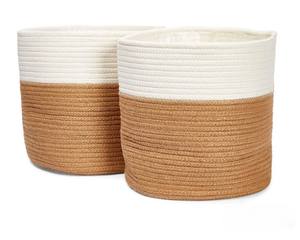 Elegante cesta redonda de yute, ideal para el almacenamiento en la sala de estar, organizador tejido hecho a mano, agrega encanto rústico a la cocina o al baño - Product Image 1