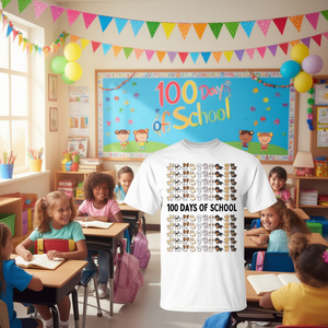 T-shirt « Cute Dogs 100 Days of School » : Célébrez le 100e jour d'école avec un design amusant et joyeux – Vêtements promotionnels - Product Image 3
