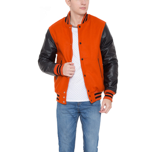 Chaqueta Universitaria de Béisbol Estilo Letterman para Hombre, Cuello Alto, Fabricantes de Ropa, Manga de Cuero PU Personalizada, Estilo Urbano - Product Image 2