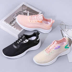 Women's Casual Running <b>Shoes</b> 2026 New Soft Sole Flying Woven Sports Lace-Up Plaid Colorblock Comfortable - Product Image 2