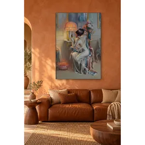 Fida Woman Looking in the Mirror by Lamplight Impression sur toile classique - Product Image 1