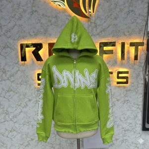 Sweat à capuche zippé pour homme, couleur marron, effet délavé, fermeture éclair intégrale, design à capuche, graphismes imprimés, style streetwear, fabrication en usine - Product Image 5