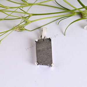 Colgante de Piedra Meteorito de Gema Natural, Colgante de Plata de Ley, Joyería Hecha a Mano, Regalo para Ella, Joyería al por Mayor - Product Image 3