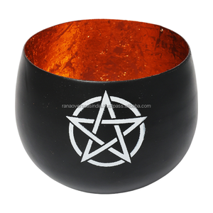 Support votif en métal de fer de conception de pentacle en gros écologique avec la bougie dans le ton noir et blanc à un prix abordable - Product Image 3