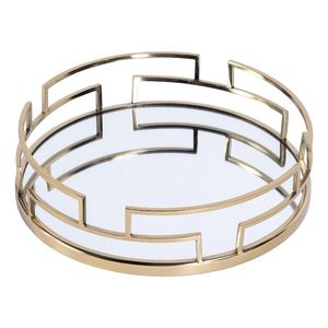 Elegante bandeja de metal con acabado dorado y espejo de cristal para hoteles, restaurantes y hogares de alta gama - Product Image 4