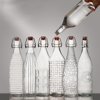 Bouteille en verre hermétique de 120 ml/250 ml/320 ml/500 ml/600 ml/1000 ml, etc., avec couvercle à boucle anti-fuite, pichet, carafe