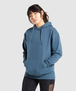 Sweat à capuche streetwear personnalisé pour femme, automne/hiver, en molleton épais doublé, à épaules tombantes, coupe ample, brodé, respirant - Product Image 5